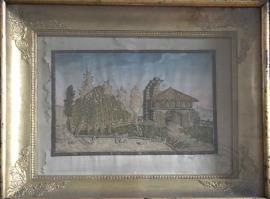Broderie en aquarel op papier 1834 210 afm