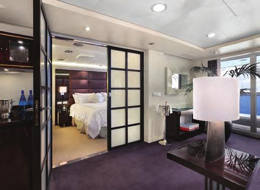 Suites & Cabines RUIMTE IS EEN UITERSTE LUXE De ruime suites en hutten bieden ultieme luxe. Het merendeel van de accommodaties heeft een privé balkon.