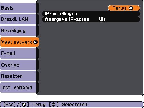 9 "Een projector instellen voor verbinding in de modus Gevnceerde verbinding (drdloos)" pg.