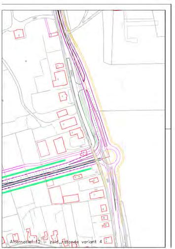 Figuur 9.4: varianten 1 t/m 4 noordelijke aansluiting westelijke rondweg In de bijlage zijn gedetailleerde schetsontwerpen van de varianten opgenomen.