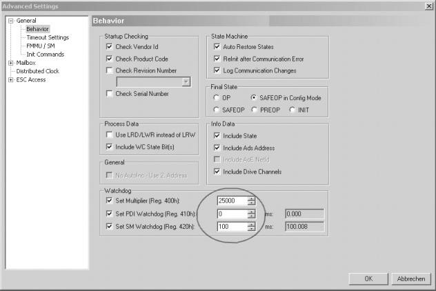 61455AXX Kies voor een synchroon bedrijf de optie "DC for synchronization" op het tabblad DC (Distributed Clock).