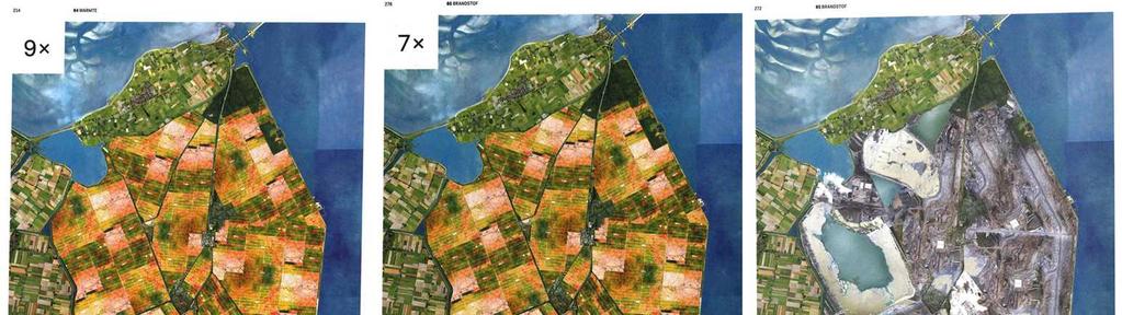 De plaatjes laten zien dat de ruimtelijke voetafdruk van biomassateelt voor warmte en brandstoffen voor 1