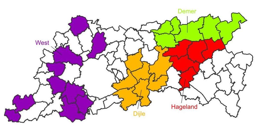 1.4. Afbakening van het studiegebied Het project 'Weekendverblijven en campings - fase 2' beperkt zich tot deze terreinen en clusters die aan de provinciale dienst ruimtelijke ordening werden