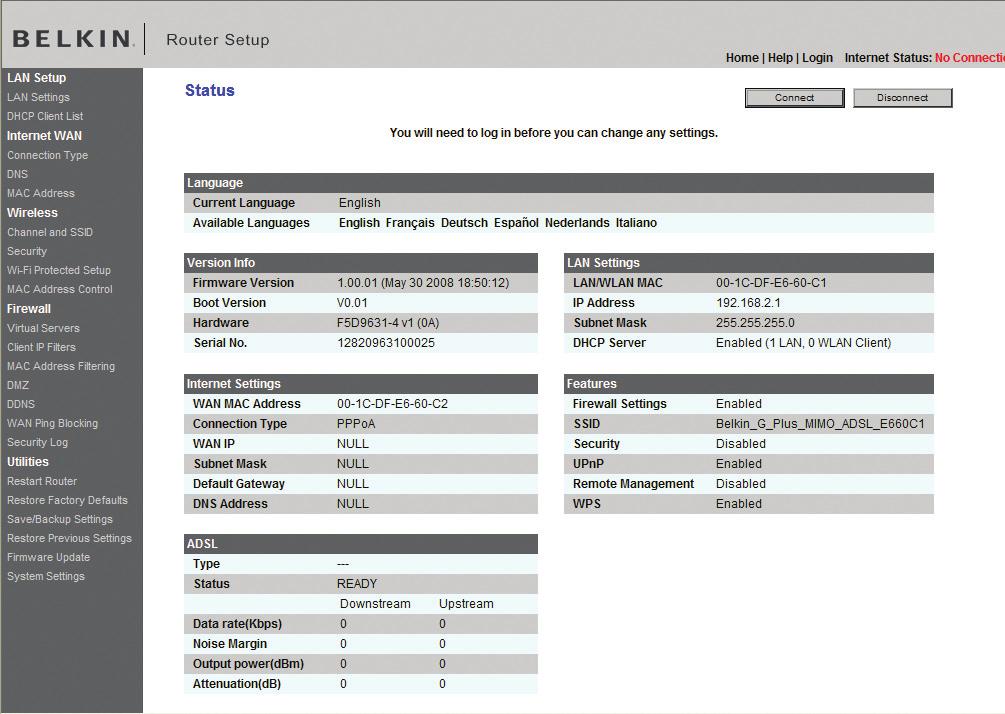 Gebruik maken van de geavanceerde webinterface De werking van de geavanceerde webinterface De homepage is de eerste pagina die u ziet als u naar de "Advanced User Interface" (Geavanceerde