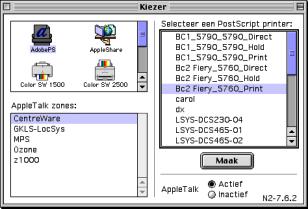 4. Indien het netwerk in zones is onderverdeeld, de zone selecteren waarin de printer zich bevindt. 5.