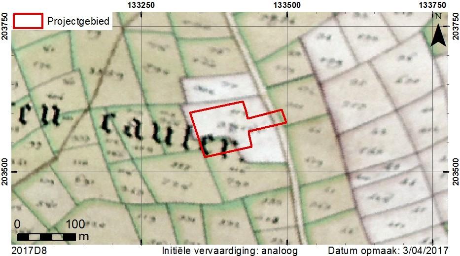 Fig. 12. Situering op de wijkkaart van JJ Du Caju (www.waaserfgoed.be). Fig. 13. Situering op de Ferrariskaart (AGIV WMS).
