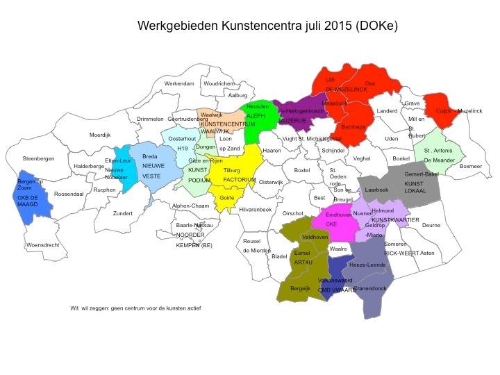 afbeelding 1 en 2: werkgebieden van de centra in Brabant in juli 2012 en juli 2015.