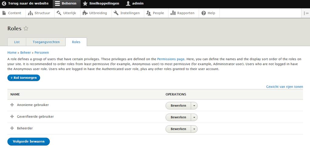 Personeel > Rollen Cursus Drupal