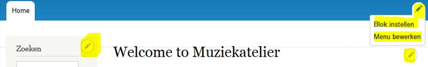 4.5. In-line editing Met in-line editing krijg je snel toegang tot het blok waarin je werkt. Dit werd overgenomen vanuit Drupal 7 en in Drupal 8 verder uitgewerkt.