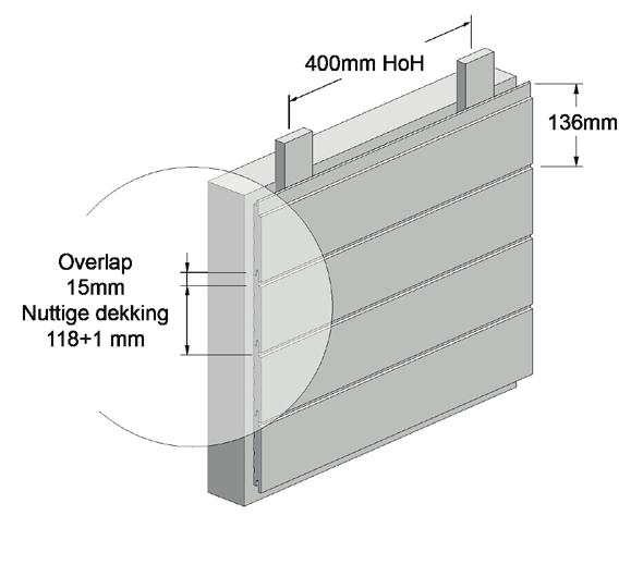 Secties Overlap : 15 mm Hoogte : 136mm Nuttige dekking : 118mm +