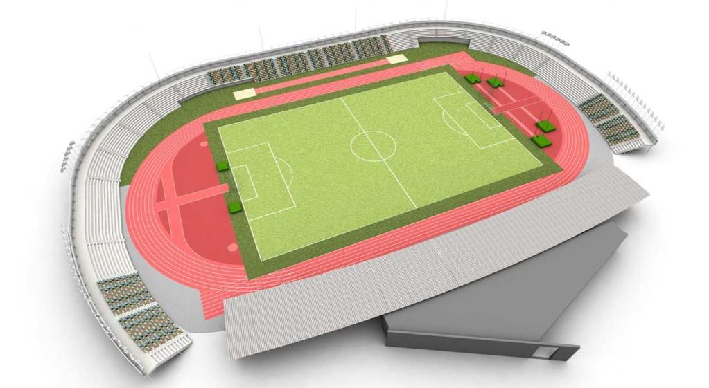 2 OPLOSSINGSMOGELIJKHEDEN De inpassing van een volwaardig voetbalveld heeft een grote impact op de gebruiksmogelijkheden van het stadion en consequenties voor de technische atletieknummers.