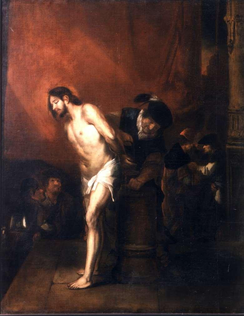 Jezus wordt aan de geselpaal gebonden. schilder Naar Seghers, Gerard (kunstschilder) (kopie), school van de familie Navez datum 1601-1650 gift van Dr.