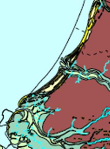 2750 v. Chr. 2000 na Chr. Figuur 3.2 legenda zie Figuur 3.1. Paleogeografische kaarten van de Hollandse kust.