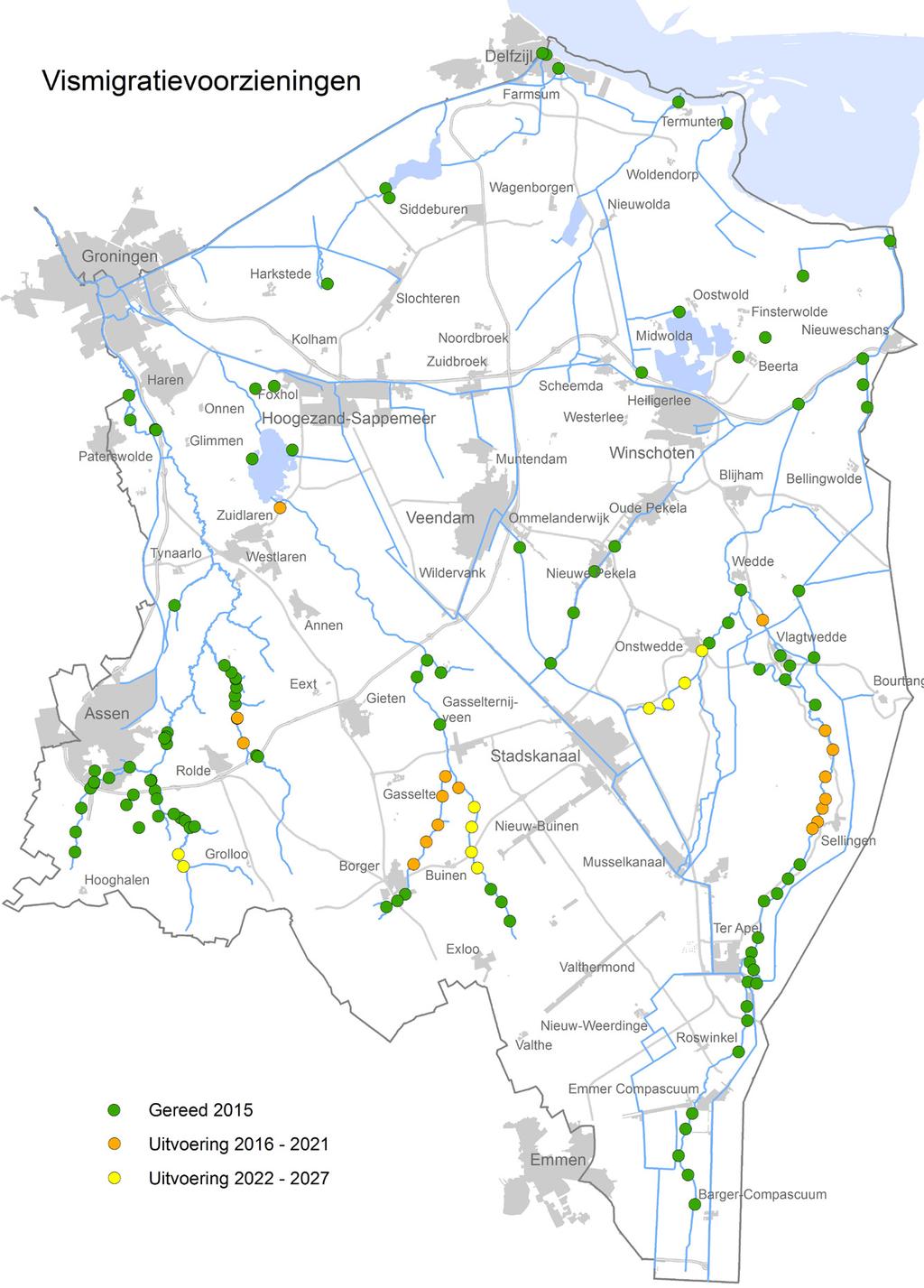 6.5 Vismigratie In veel watersystemen is nog geen gezonde visstand aanwezig. Een aantal barrières, zoals stuwen, gemalen en sluizen, staat de gewenste ontwikkeling in de weg.