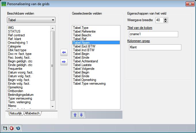 Contractbeheer Overzicht en status van de contracten Commercieel beheer WorKSpaces Contractbeheer Tip Indien nodig kan de volgorde van de klommen in het raster aangepast worden via de knoppen en