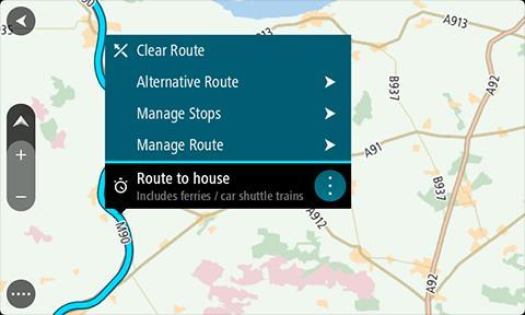 2. Kies die roete. 3. Kies die opwipkieslys-knoppie om die kieslys oop te maak. 4. Kies Beheer stilhouplekke. 5. Kies Voeg stilhouplek by roete. 6. Kies jou volgende stilhouplek op die kaart.