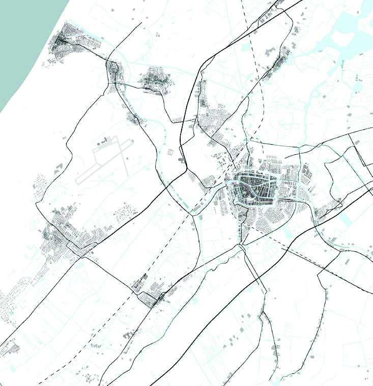 landschapsstructuur: twee richtingen De landschapsstructuur van het gebied heeft twee richtingen.