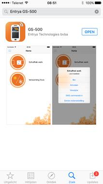 Google Play Apple App Store Gebruik van APP Voeg een GS-500 toe door op Home en Toestel Toevoegen
