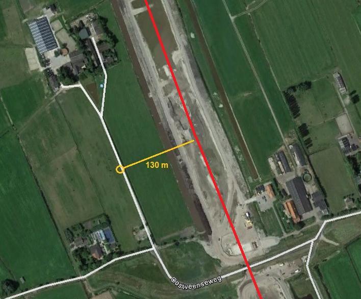 Figuur 4: meetlocatie west, langs de Oostveenseweg op ca. 130 m van de toekomstige A4 3.