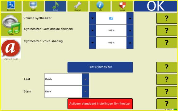 18 Synthesizer Test synthesizer Met deze knop spreekt de ToGo een standaard zin uit waarmee de instellingen van de synthesizer getest kunnen worden.