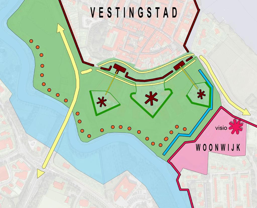 positie in Grave - onderscheid in westelijk en oostelijk terrein -