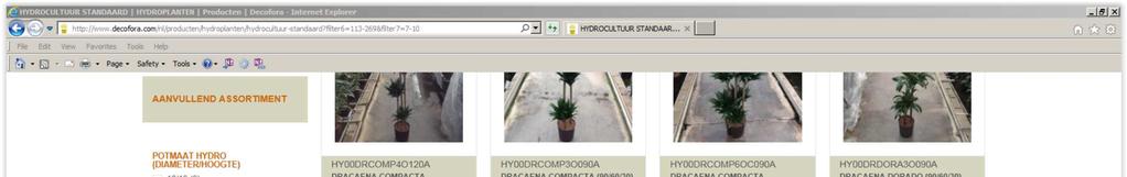 4. SELECTIES MAKEN BINNEN EEN PRODUCTCATEGORIE. 4.1 BIJ HYDROPLANTEN.