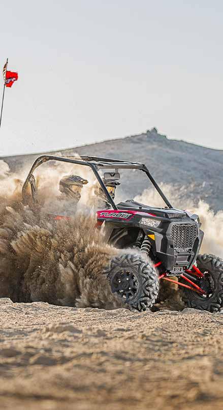 RZR XP 1000 EPS RZR Turbo 168 HP EPS 110pk gekoppeld aan een uit de racerij geïnspireerde achterwielophanging zorgt voor een imposante rijbeleving.