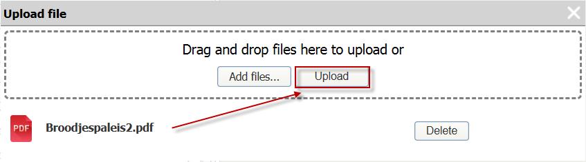 En klik vervolgens op Upload om het bestand