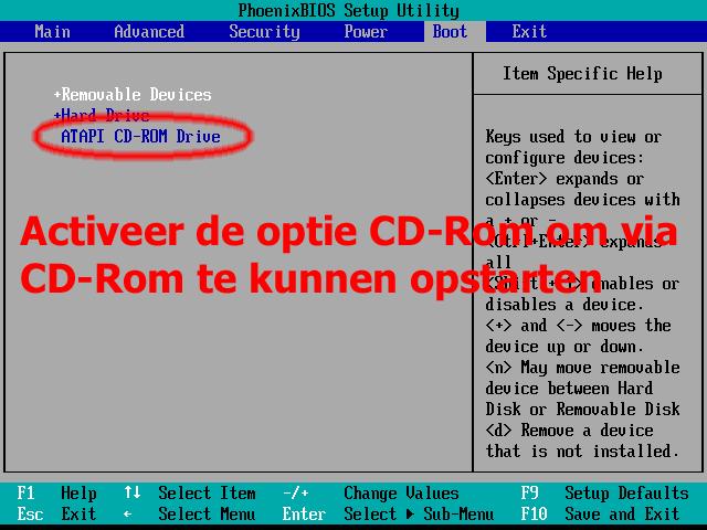 Hieronder meer informatie om op te starten via CD Voor deze procedure MOET je beschikken over een legale versie van Windows '98.