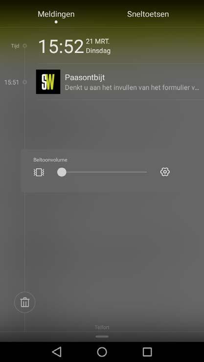 Notificaties ontvangen U ontvangt notificaties van de app via de berichtgeving van uw apparaat.