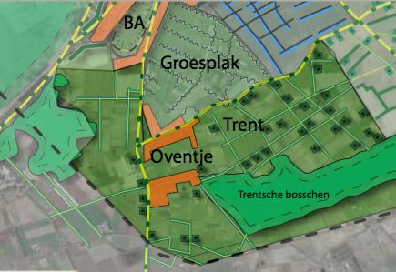 maatregelen landschapsbeleidsplan deelgebied Trent 1640 4209 16 45 0m Deze kaart is noordgericht Perceelnummer 25 Huisnummer Vastgestelde kadastrale grens Voorlopige