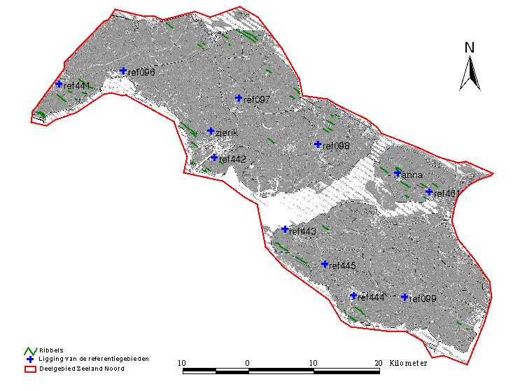 Figuur 8: Ligging van de referentievelden en
