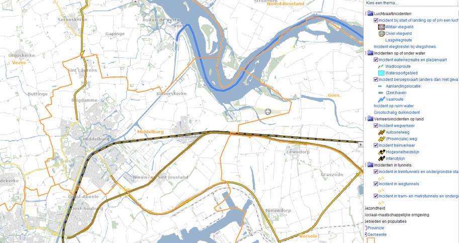 Figuur 77 Verkeer en vervoer. (Risicokaart, 2014) Crisistype 5.1 Luchtvaartincidenten Luchtvaartincidenten. Op de risicokaart zijn luchtvaartongevallen gekoppeld aan vliegvelden.