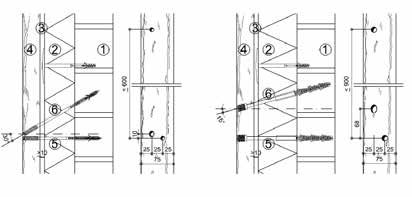 4.5. Variant 3: houten draaglatten met afstandsmontageschroeven Als isolatie worden bij voorkeur harde isolatieplaten gebruikt voorzien van tand en groef verbinding.