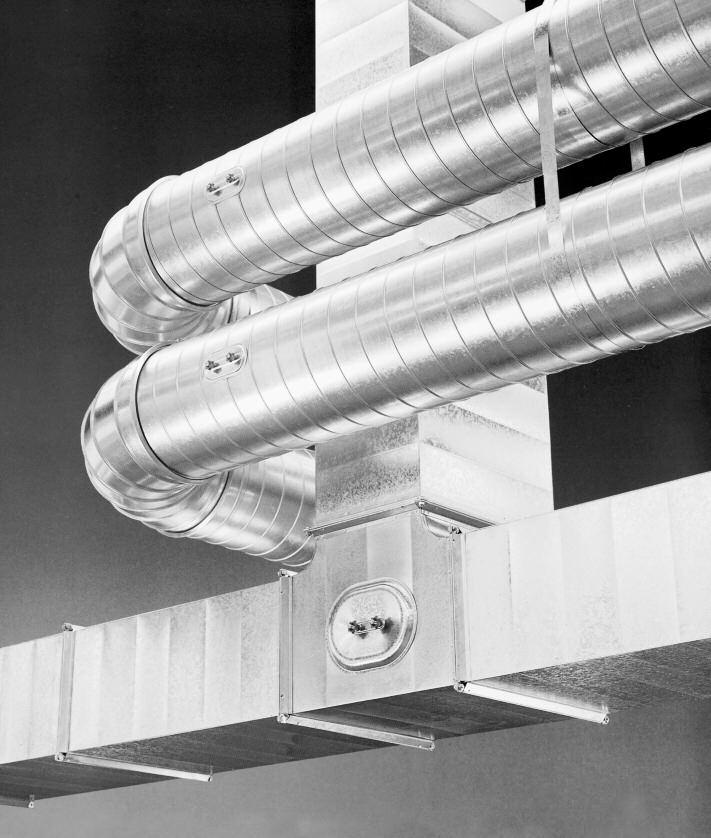 Metu, buisverbindingen en inspectiedeksels Het Metu systeem bestaat uit componenten die speciaal ontwikkeld zijn voor het koppelen, bevestigen en inspecteren van luchtkanalen.