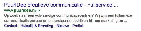 De meta beschrijving is de tekst die in Google in beeld komt onder de titelregel.