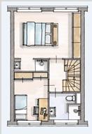 619 Hotelsuite 3 (tekening V-422b) - extra grote master bedroom - scheidingswand in master bedroom met ruimte voor kastopstelling - 2e badkamer en-suite grenzend aan master bedroom - 2e badkamer