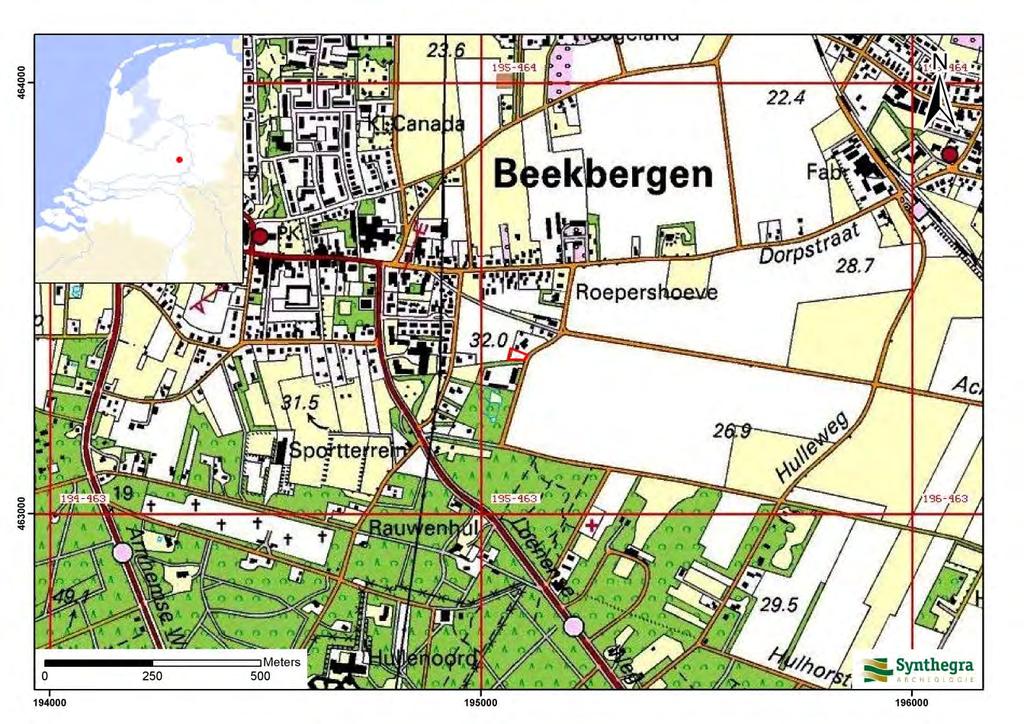 1.3 Ligging en huidige situatie plangebied Het plangebied is circa 790 m 2 groot en ligt aan het Kerkeveld in Beekbergen (afbeelding 1.1).
