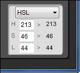 Kleurweergavemodus U kunt de kleurweergavemodus selecteren die de basis wordt voor de kleuraanpassing. Hierbij kunt u kiezen uit drie mogelijkheden: HSL, Lab en RGB.