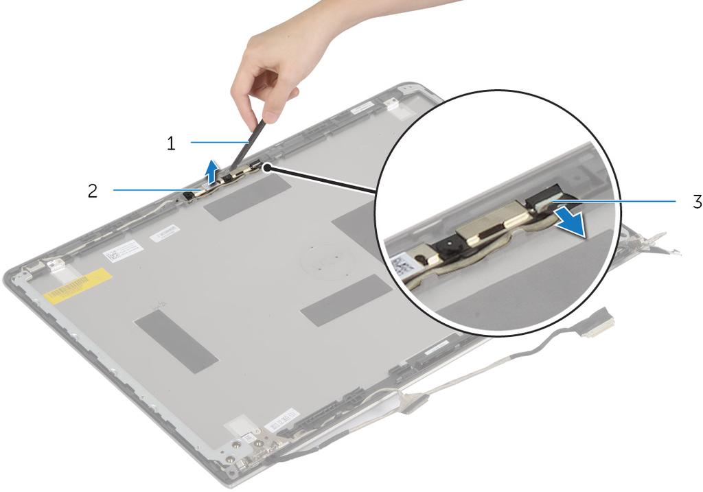 Procedure 1 Wrik met een plastic pennetje voorzichtig de achterzijde van het beeldscherm naar