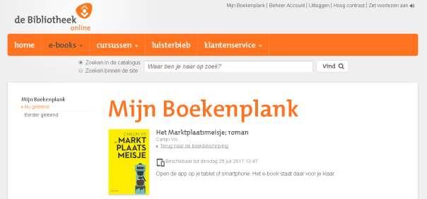 Het onderstaande venster verschijnt: Installeer nu de app Bibliotheek (De Bibliotheek) vanuit Google Play Store (voor Android apparaat) of via App store (voor Apple apparaat). Uitleg: https://www.