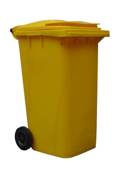 In gele containers Ophaling van papier-karton 240 l in plastic 660 l in plastic 1100 l in plastic vergelijkbaar met 8 zakken Hoogte : 1.