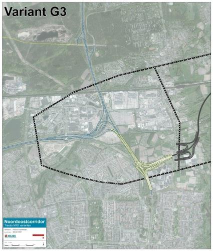 Deelgebied Kennedylaan / Ekkersrijt (G) In dit deelgebied zijn qua aansluiting van de nieuwe oostwestverbinding op de bestaande infrastructuur vier alternatieven onderzocht: G1 Volledige verknoping