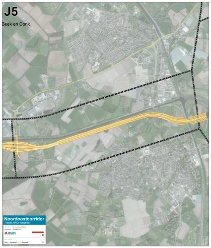 Zuid-Willemsvaart J5 ten zuiden van Wilhelminakanaal; Kruist Zuid-Willemsvaart met aquaduct J6 ten noorden van Wilhelminakanaal*); Kruist Zuid-Willemsvaart met aquaduct Alternatief J1 Alternatief J2