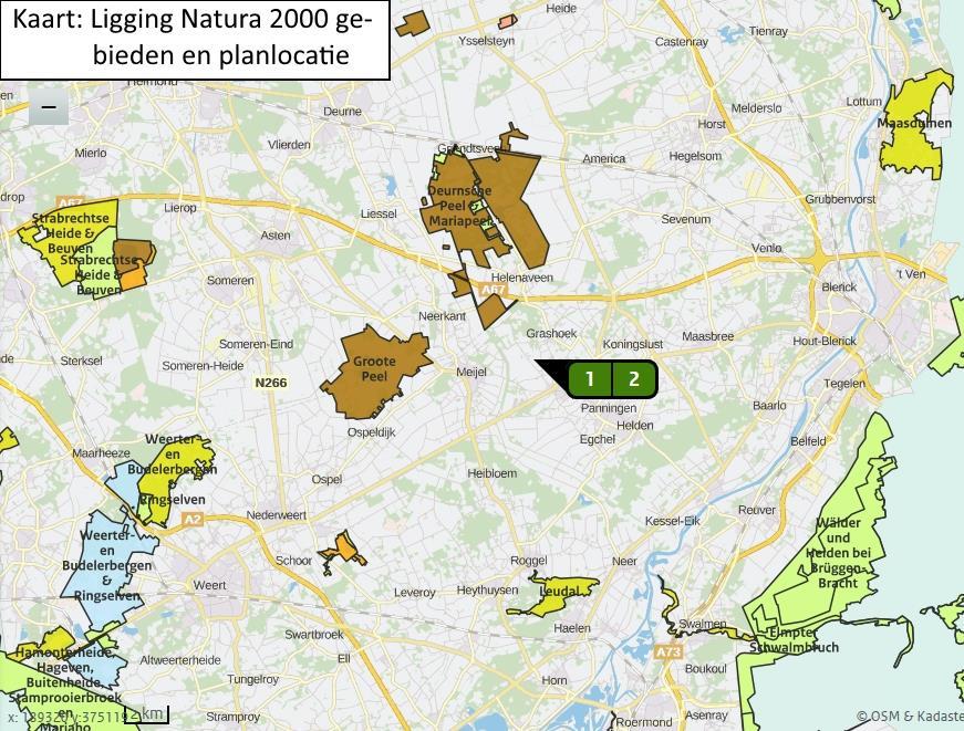 Ligging Natura2000 gebieden ten opzichte van de