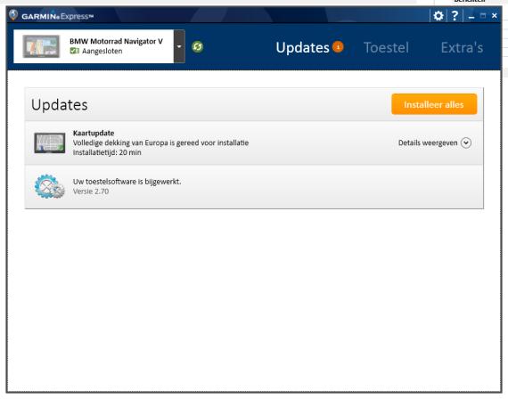 Kaartupdate. Kaartupdate via Garmin Express.
