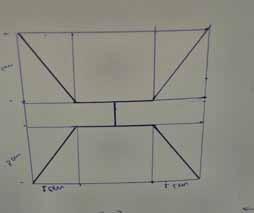 Teken een horizontale lijn op 3 vanaf de onderkant en op 3 cm gemeten vanaf de