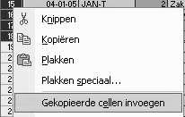 5. Kies voor de optie >> Gekopieerde cellen invoegen 6. De regels zijn ingevoerd. 7. Controleer wel of alle formules goed zijn gekopieerd 5.2 Kan ik regels verwijderen?