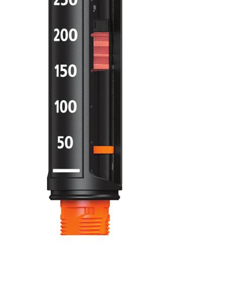 Als dit minder dan 60 aangeeft: Het geeft het aantal eenheden aan dat over is in de patroon. Draai de toedieningsknop terug totdat het dosisafleesvenster op 0 staat.