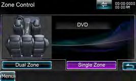 Audioregeling Zoneregeling U kunt de voorste en achterste audiobron instellen. Geef het zoneregelscherm weer Raak [ ] > [ ] > [Zone Control] aan.